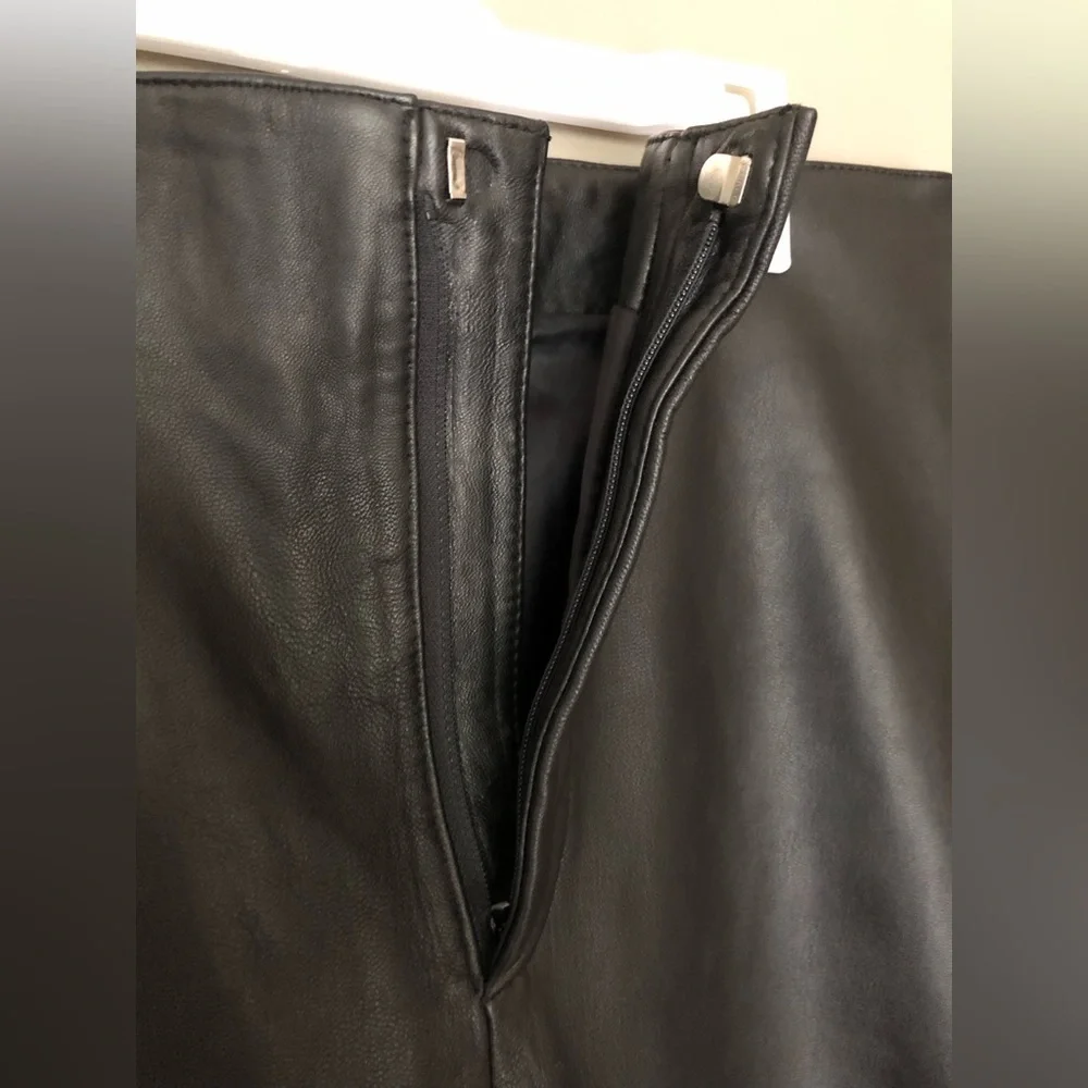 REM GARSON Vintage Black Leather Pants With Side Slits Size 10